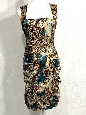 Arden B SILK Sleeveless Dress, Size L,  Open Back with Button Closure, Zipper